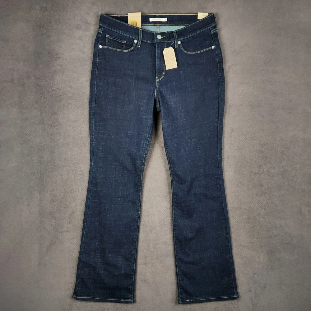 Levis Classic Bootcut Jeans Womens 14‎ M 32x32 Dark Wash Island Rinse Blue NEW